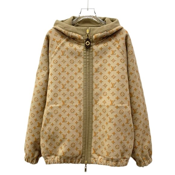 Louis Vuitton 2023 Brown Monogram Wool Reversible Hooded Zip-Up Long Jacket - Picture 1 of 9